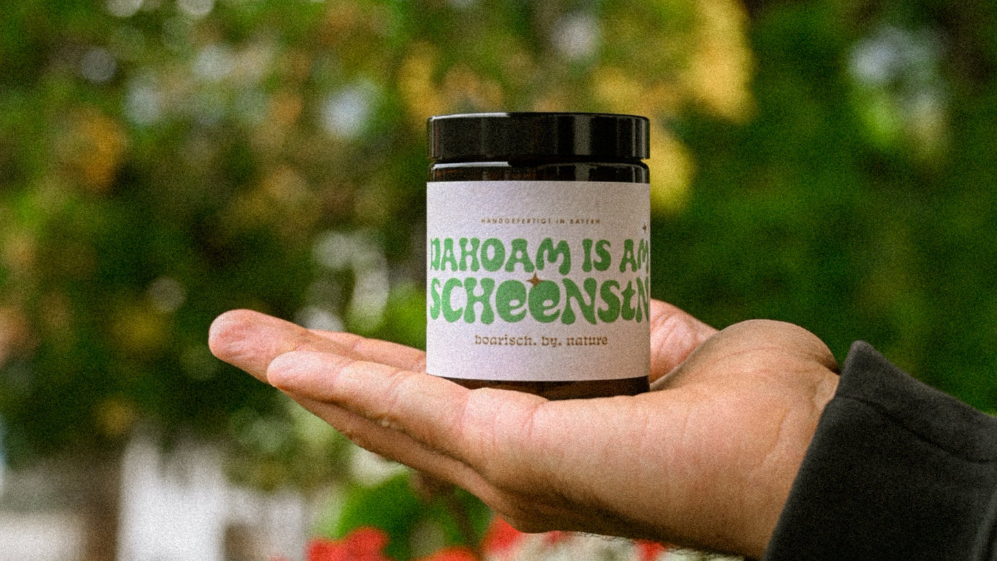 Dahoam is am scheenstn | Bayerische Spruchkerze 140g