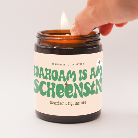 Dahoam is am scheenstn | Bayerische Spruchkerze 140g