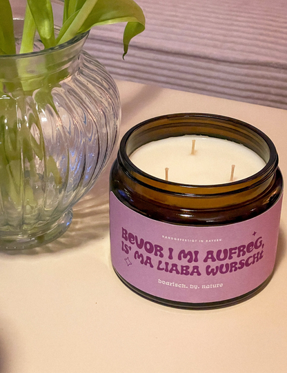 Bevor I mi aufreg is ma liaba wurscht | Bayerische XXL Spruchkerze 380g